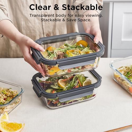 Spreccio Glass Food Storage Containers with Lids, 10 Pack of 21oz, Glass Meal Prep Container with Airtight Lids, Microwave Safe Food Container Set, BPA Free, LeakProof, Ideal for Lunch - Image 5