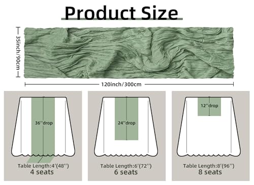 FEXIA Cheesecloth Table Runner Sage Green for Woodland Baby Shower Bridal Wedding Decoration Gauze Rustic Table Runner for Party First Communion Centerpiece Engagement 35x120 Inches - Image 2