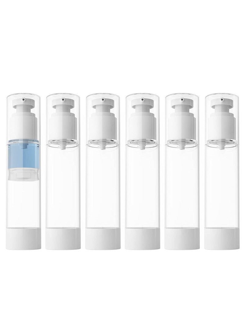 Excefore 3.4 Oz 100ml Clear Airless Cosmetic Cream Pump Bottle Travel Size Dispenser Refillable Containers/Foundation Travel Pump Bottle for Shampoo, Pack of 6 - Image 1