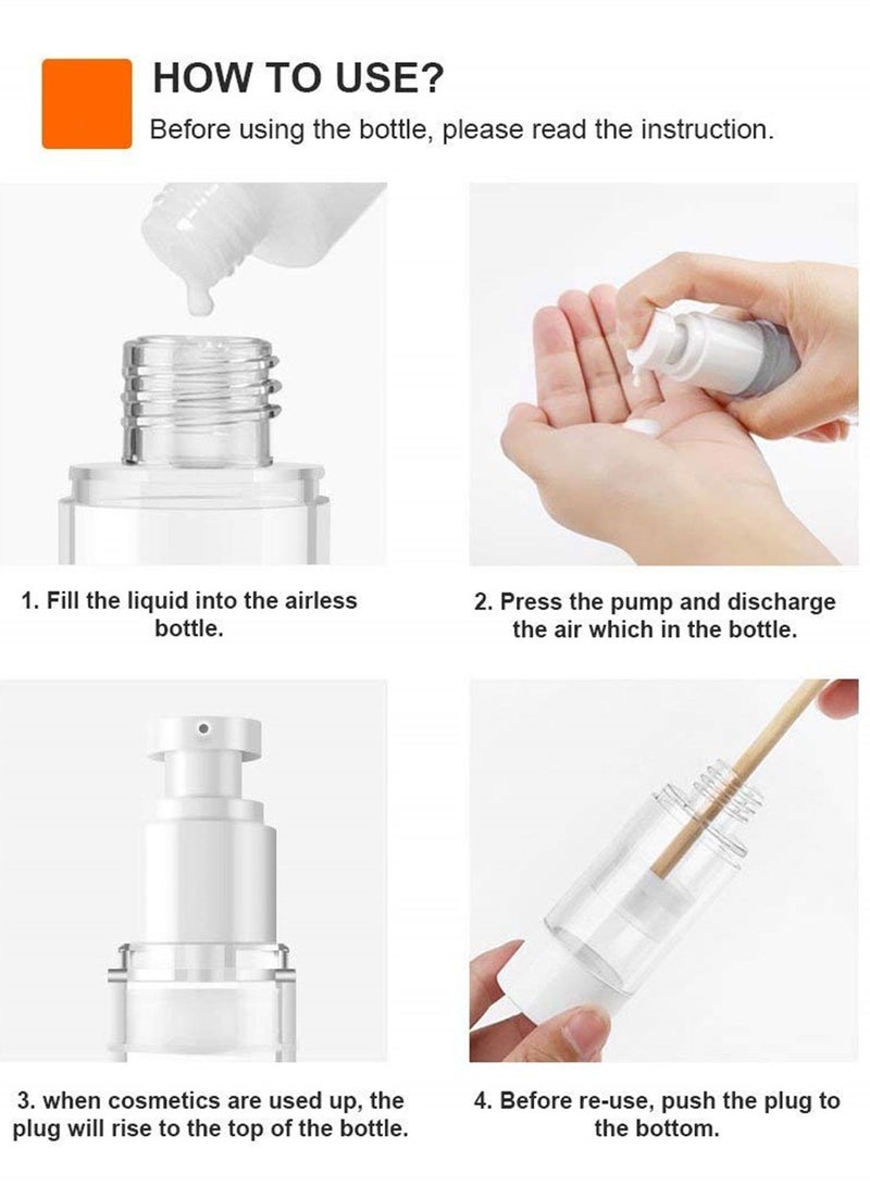 Excefore 3.4 Oz 100ml Clear Airless Cosmetic Cream Pump Bottle Travel Size Dispenser Refillable Containers/Foundation Travel Pump Bottle for Shampoo, Pack of 6 - Image 2