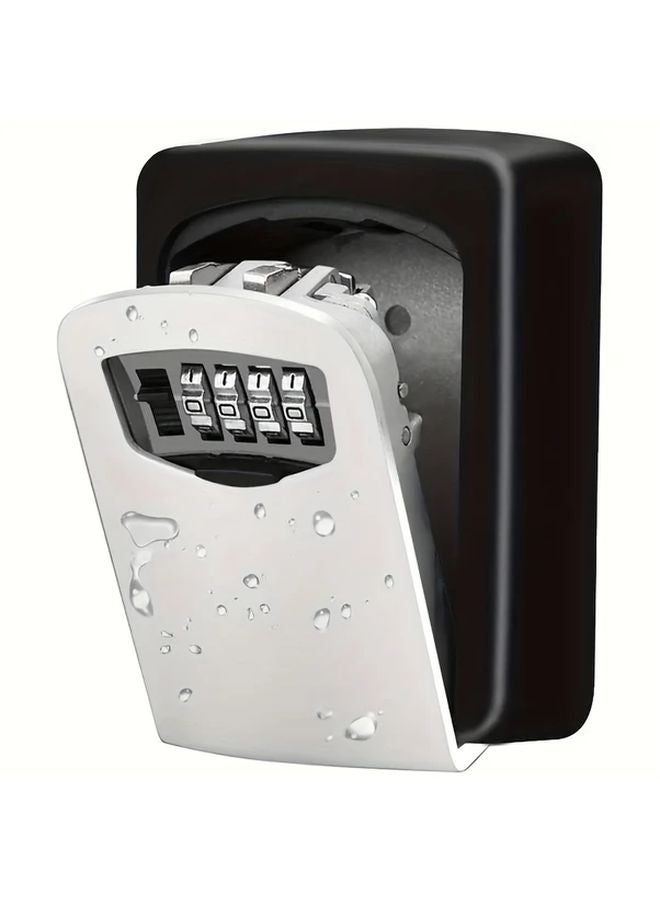 Gray Wall Mounted Key Lock Box 4 Digit Combination Resettable Code Weatherproof Safe - Image 1