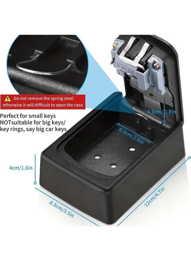 Gray Wall Mounted Key Lock Box 4 Digit Combination Resettable Code Weatherproof Safe - Image 4