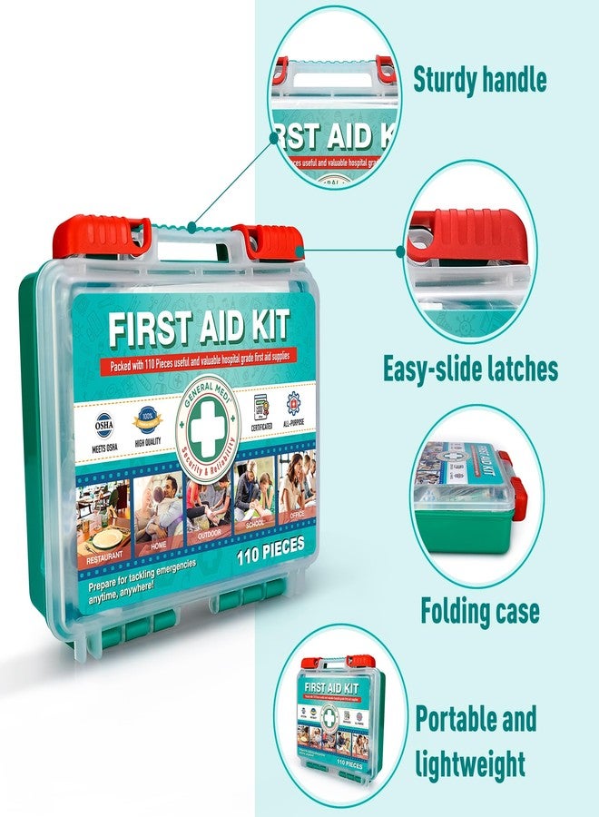 General Medi 110 Pieces Small First Aid Kit - HardCase First Aid Box - Contains Premium Medical Supplies for Travel, Home, Office, Vehicle, Camping, Workplace & Outdoor - Image 4