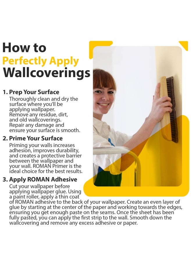 Roman 011301 Pro-838 1 Gal Heavy Duty Wallpaper Adhesive  Clear - Image 3
