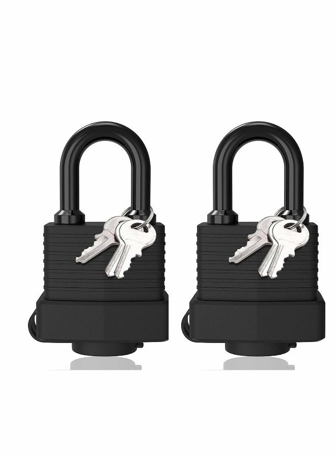 Padlock with 3 Keys, 2Pcs Key Padlock Weatherproof Outdoor, Waterproof Lock 30mm Heavy Duty Padlocks Anti-Cut, Laminated Steel for Gym Locker, Garage, Fence, Shed, Yard - Image 1