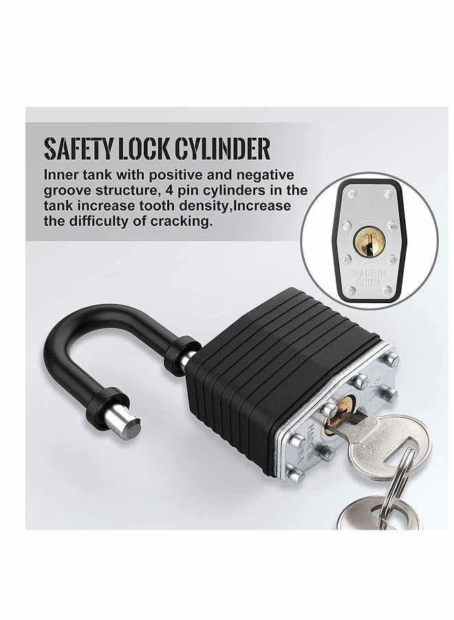Padlock with 3 Keys, 2Pcs Key Padlock Weatherproof Outdoor, Waterproof Lock 30mm Heavy Duty Padlocks Anti-Cut, Laminated Steel for Gym Locker, Garage, Fence, Shed, Yard - Image 5