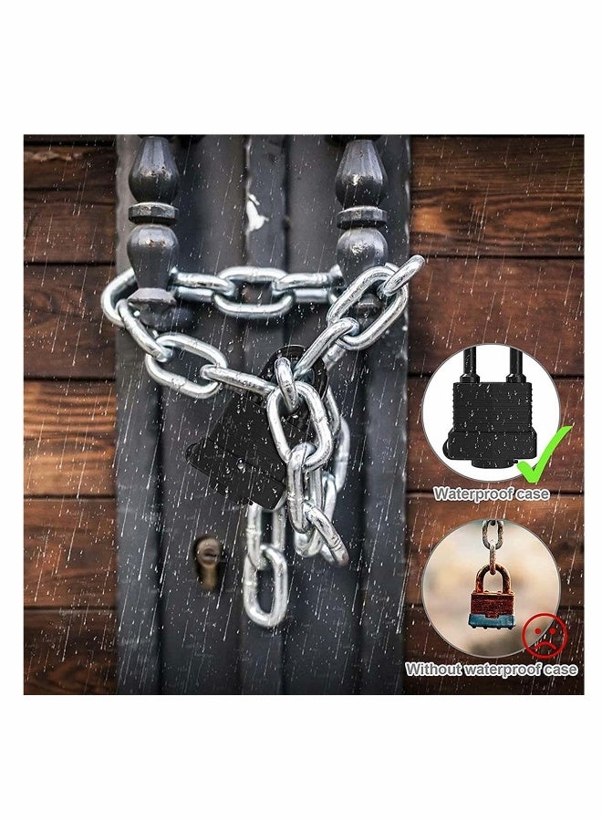 Padlock with 3 Keys, 2Pcs Key Padlock Weatherproof Outdoor, Waterproof Lock 30mm Heavy Duty Padlocks Anti-Cut, Laminated Steel for Gym Locker, Garage, Fence, Shed, Yard - Image 2