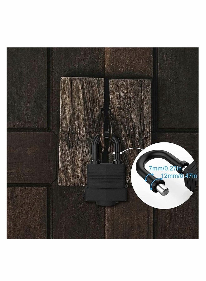 Padlock with 3 Keys, 2Pcs Key Padlock Weatherproof Outdoor, Waterproof Lock 30mm Heavy Duty Padlocks Anti-Cut, Laminated Steel for Gym Locker, Garage, Fence, Shed, Yard - Image 3
