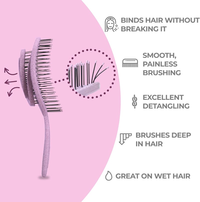 Ninabella Organic Detangle Hair Brush for Women, Men & Children - Does not Pull the Hair - Hair Straightening Brushes for Curly, Straight & Wet Hair - Unique Spiral Hairbrush - Image 2
