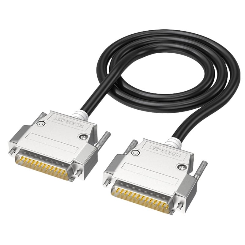DB25 ذكر أنثى كابل تمديد RS232 26AWG مزدوج التدريع أسود - Image 1
