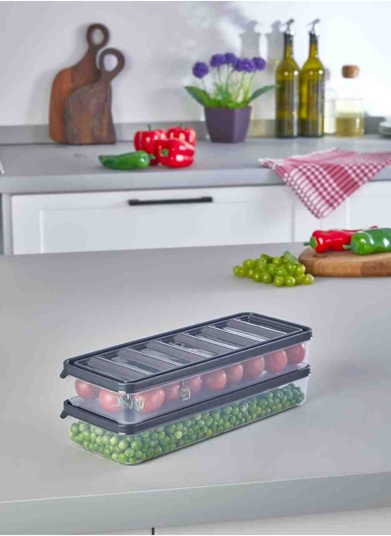 Vzn - Storage Box 1 LT 2 PCS horizontal lidded refrigerator ice cube storage box refrigerator ice cube organizer - Image 1