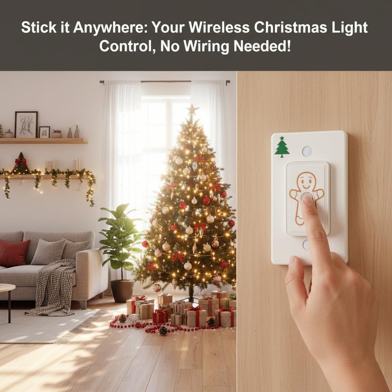 LoraTap Remote Control Outlet (Christmas Tree Light Switch): Wireless Wall Switch – 100ft Indoor Range – On/Off Outlet for Holiday Lights & Small Appliances – Pre-Programmed & No Wiring - Image 4