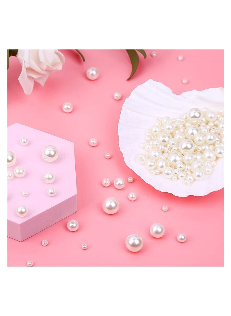 Y&D 470 Round White Pearl Beads With Hole DIY Craft Necklace Jewelry - Image 1