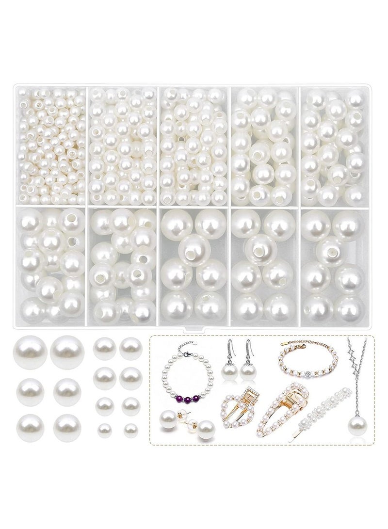 Y&D 470 Round White Pearl Beads With Hole DIY Craft Necklace Jewelry - Image 5
