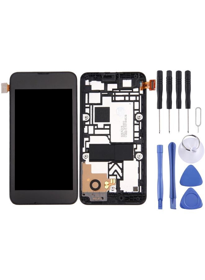 erorex Replacement LCD Display + Touch Panel with Frame for Nokia Lumia 530 Black - Image 1