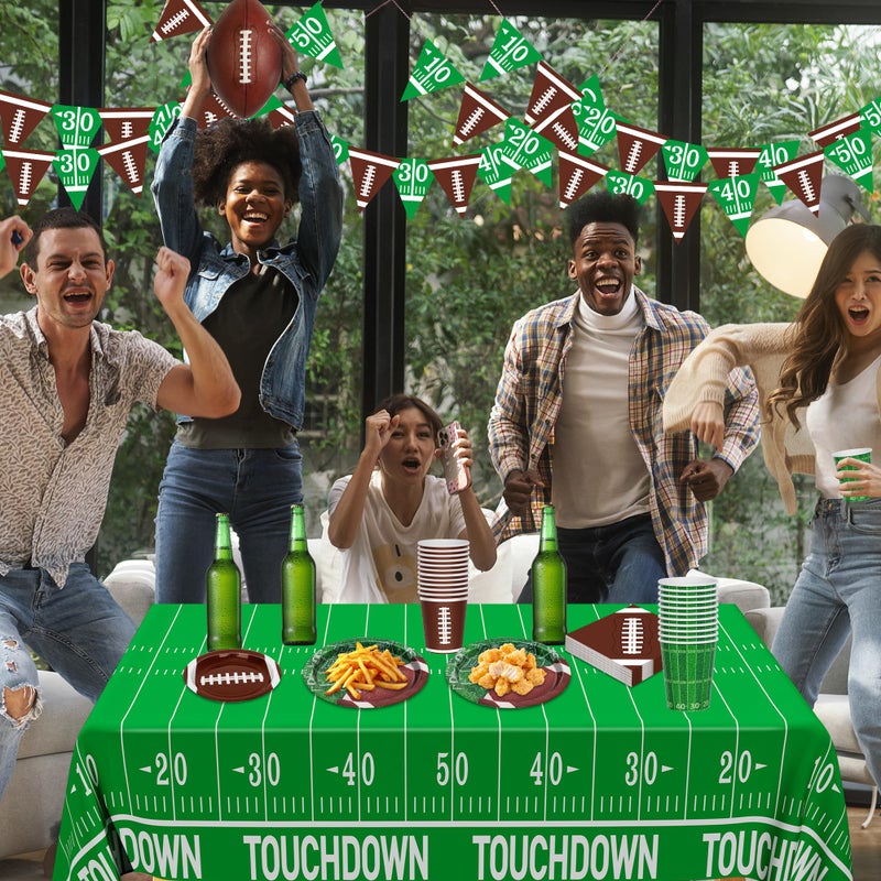 QZYL Football Party Decorations Serve 24  99 Pcs Football Party Supplies  Disposable Football Dinner Plates Football Dessert Plates Napkins Cups Tablecloth Banner for Game Day Party Favors Decor - Image 4