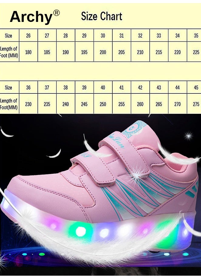 Archy Kids LED Light Roller Skates Shoes Adjustable Rechargeable Velcro Sneakers Outdoors Luminous Shoes with Detachable Roll Wheels  - Image 4