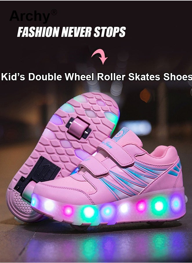 Archy Kids LED Light Roller Skates Shoes Adjustable Rechargeable Velcro Sneakers Outdoors Luminous Shoes with Detachable Roll Wheels  - Image 5