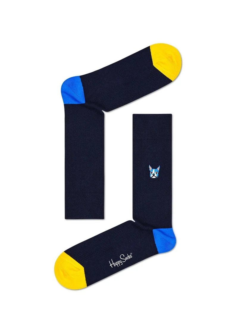 Happy Socks RIBBED EMBROIDERY DOG SOCK