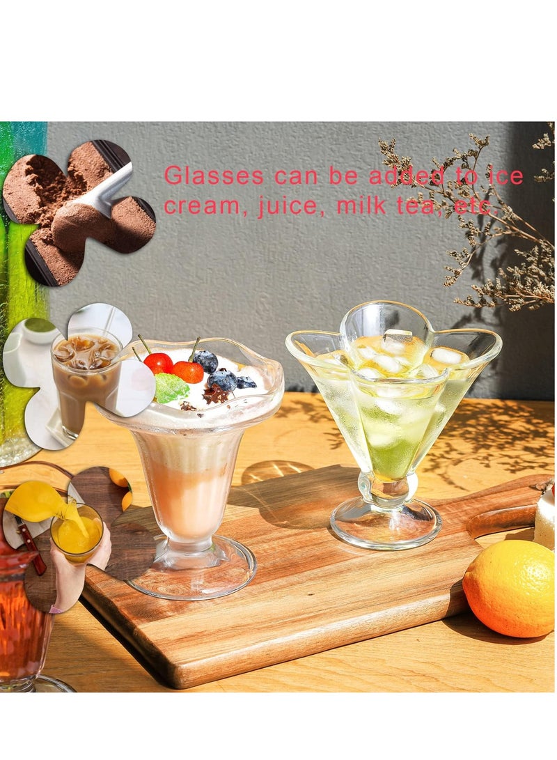 Suntown أكواب كريما مثلجة زجاجية ذات قاعدة أكواب زجاجية على شكل توليب للأيس كريم أكواب حلوى سميكة شفافة للأيس كريم للحلويات السلطات الفواكه لأغراض تقديم الأيس كريم أكواب مزازة للحفلة 2 قطعة - Image 4