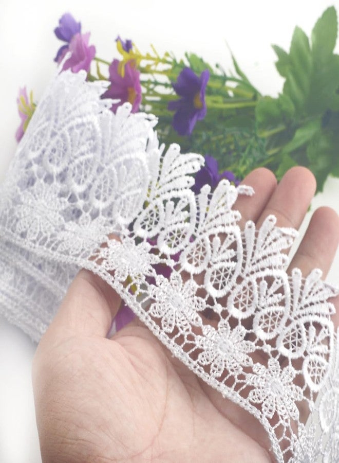 Kuasting 7.5 Yards Floral Lace Edge Trim 9CM Tassel Lace Trim Width Europe Chips Pattern Inelastic Embroidery Lace Trim for Sewing Making, DIY Crafts, Gift Wrapping, Wedding Decor (White) - Image 3