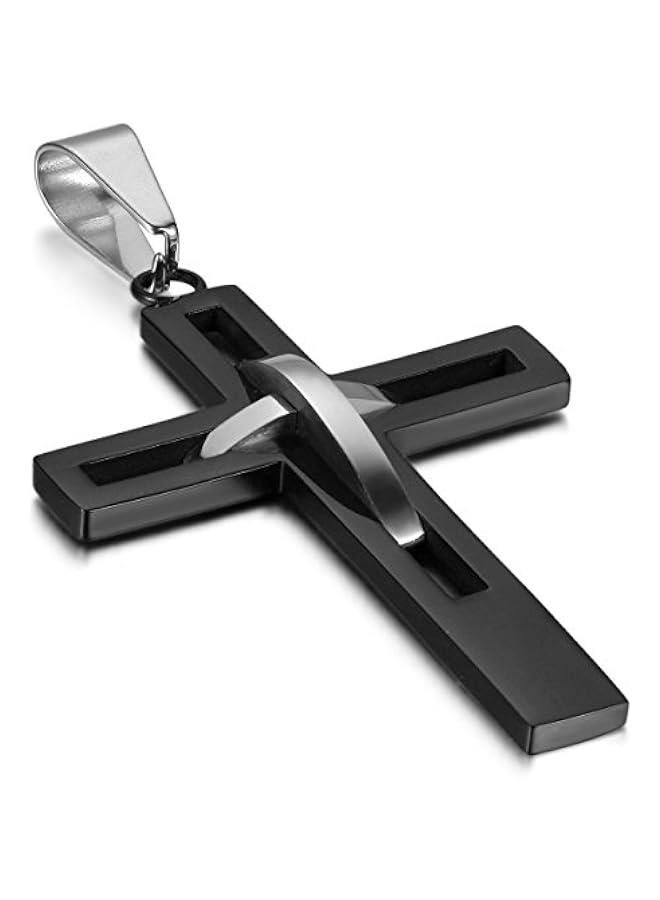 Arabest Cross Pendant Necklace for Men Women: High Polish Hollow Openwork Stainless Steel Cross Chain Mens Jewelry Gifts - Image 1