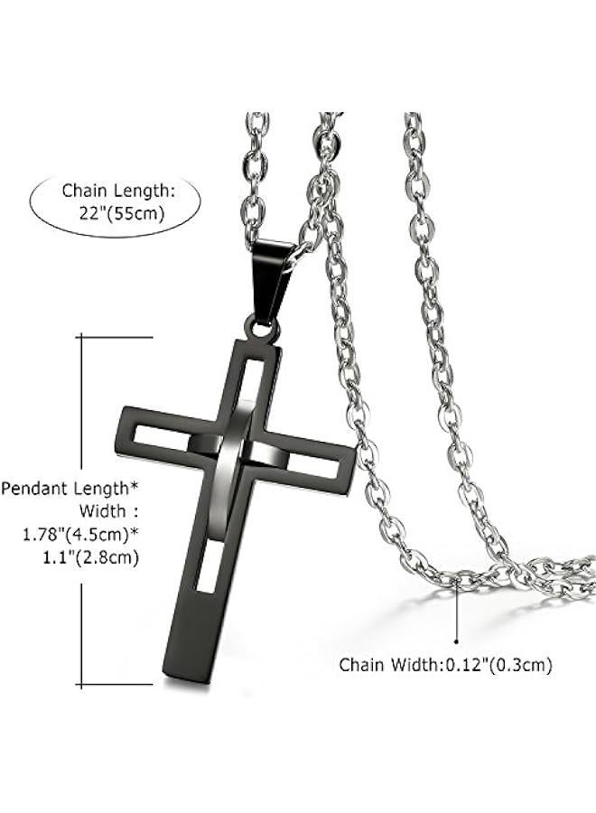 Arabest Cross Pendant Necklace for Men Women: High Polish Hollow Openwork Stainless Steel Cross Chain Mens Jewelry Gifts - Image 3