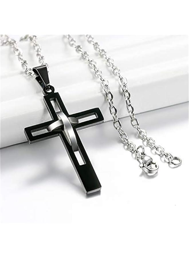 Arabest Cross Pendant Necklace for Men Women: High Polish Hollow Openwork Stainless Steel Cross Chain Mens Jewelry Gifts - Image 5