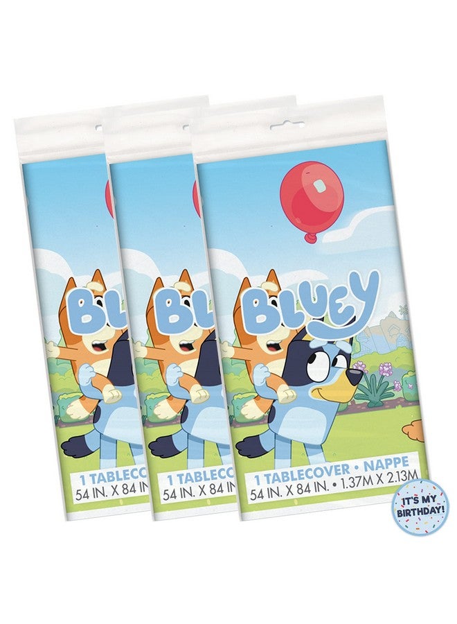 Unique Bluey Birthday Party Supplies - Rectangular Plastic Table Covers (Pack of 3) and Sticker - Image 2