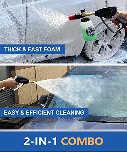 TOOLCY Foam Cannon Kit with Pressure Washer Gun 5000 PSI, 5 Nozzle Tips, 1/4" Quick Connector, 1L Bottle, Quick Release, Industrial Grade - Image 3