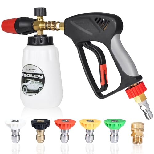 TOOLCY Foam Cannon Kit with Pressure Washer Gun 5000 PSI, 5 Nozzle Tips, 1/4" Quick Connector, 1L Bottle, Quick Release, Industrial Grade - Image 1