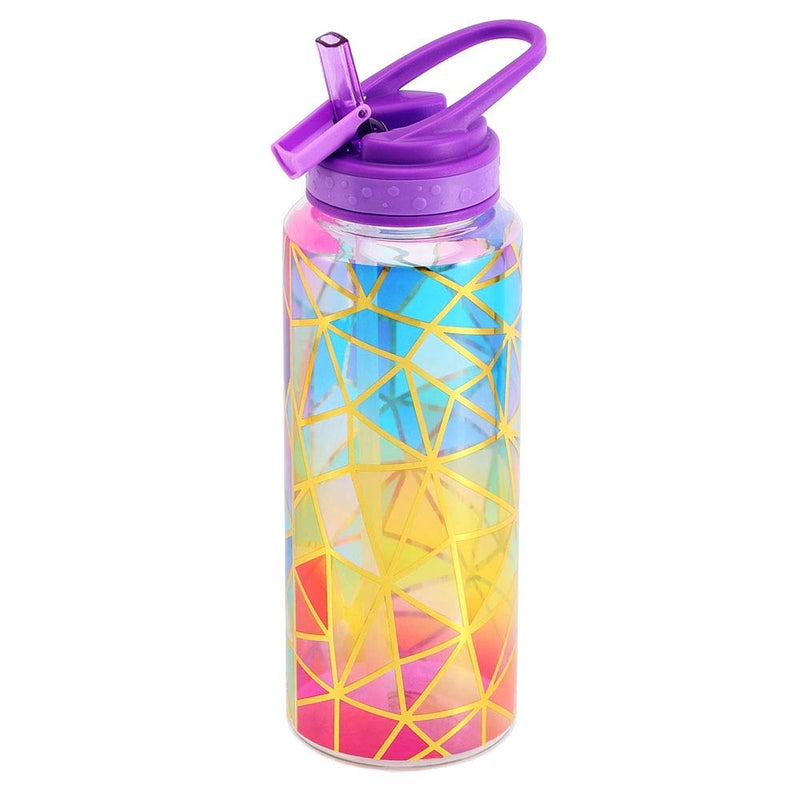 Home Tune Cute Water Bottle with Straw  BPA FREE Tritan &Leak Proof & Carry Handle & Pretty Design  32oz/950ml (Colorful)