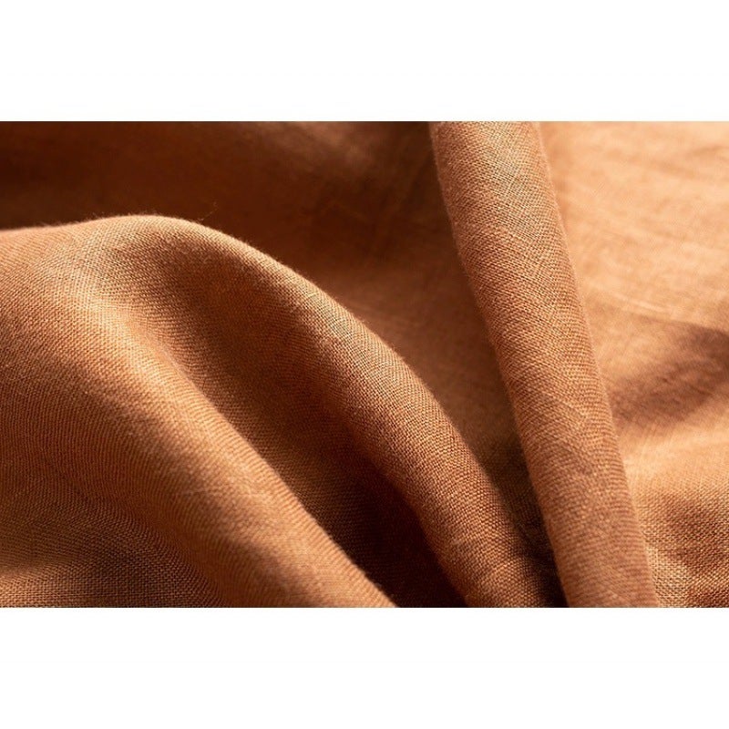 2023 Summer Simple Cotton And Linen Dress Artistic Round Neck Half Sleeve Belt Large Swing Dress - Image 5