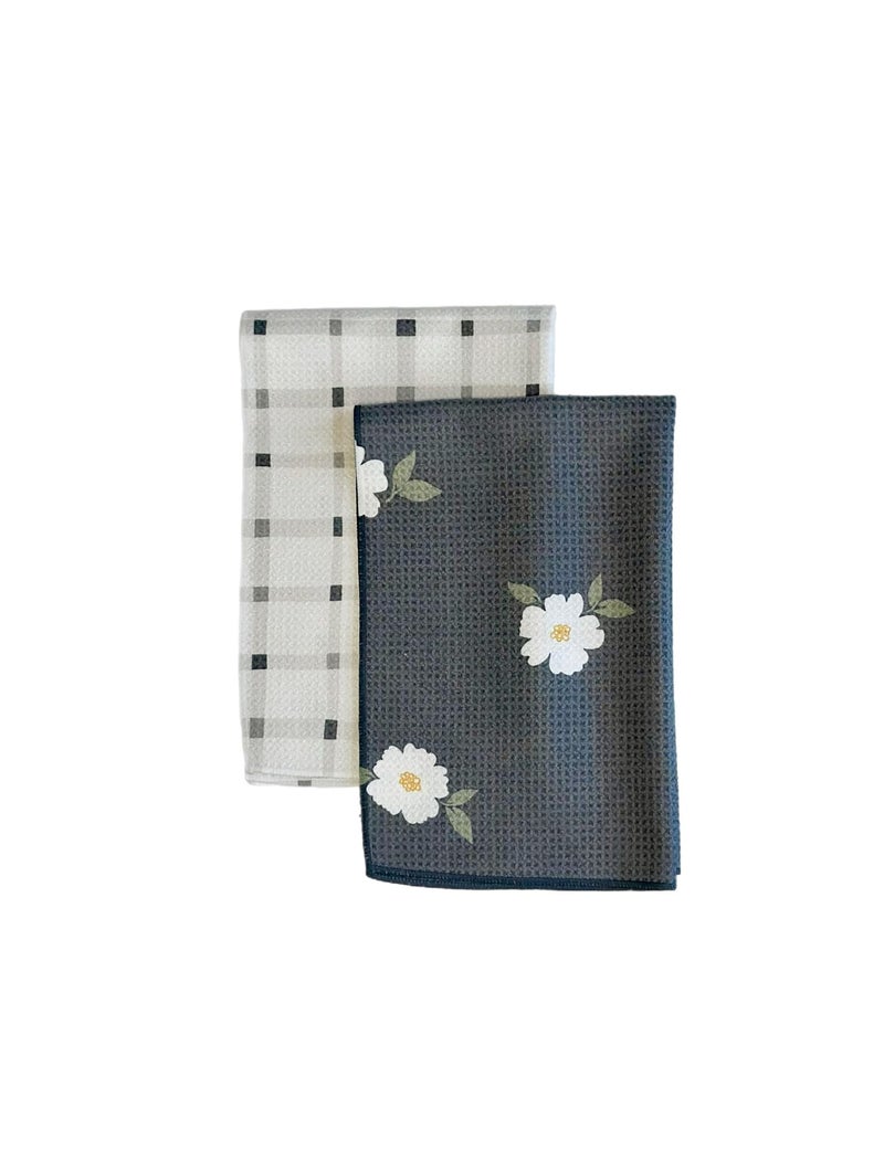 Trig Kitchen Towel. Tea Towel. Dish Cloth. Double Sided Design. Quick Dry Waffle Weave Microfiber. Highly Absorbent. Designer Prints. Modern. 2 Pack. Jane - Image 1