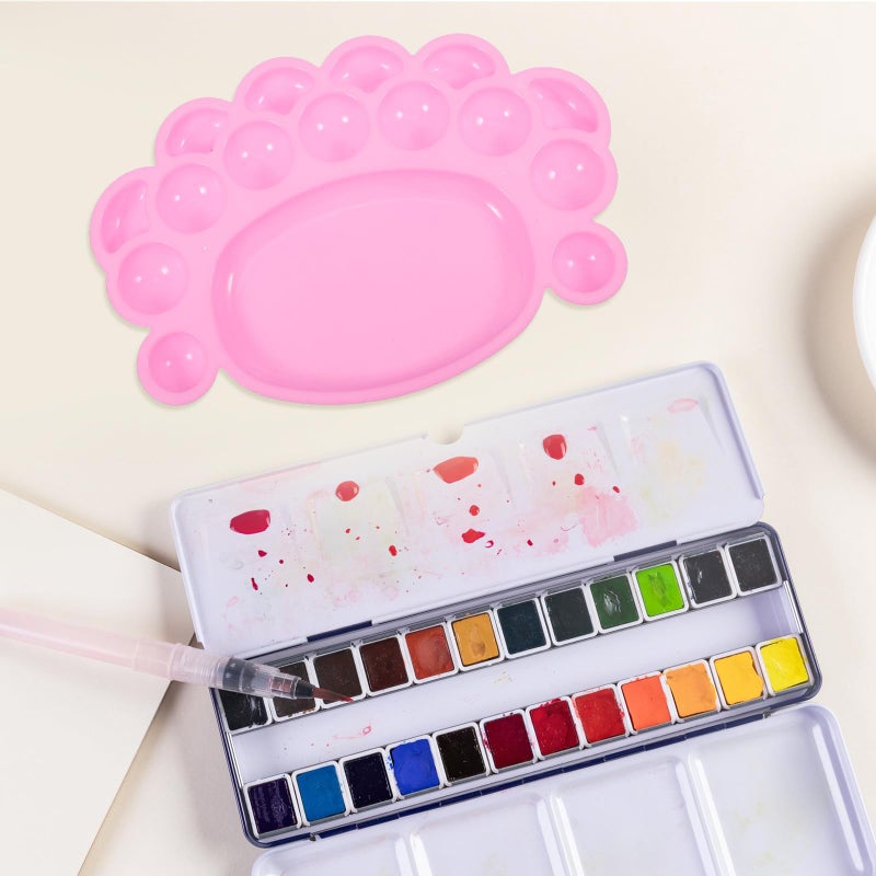 Pink Plastic Paint Palette Tray with Thumb Hole for Artists Large Watercolor Mixing Tray for Acrylic Gouache Oil Painting - Image 4
