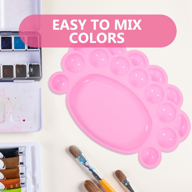 Pink Plastic Paint Palette Tray with Thumb Hole for Artists Large Watercolor Mixing Tray for Acrylic Gouache Oil Painting - Image 5