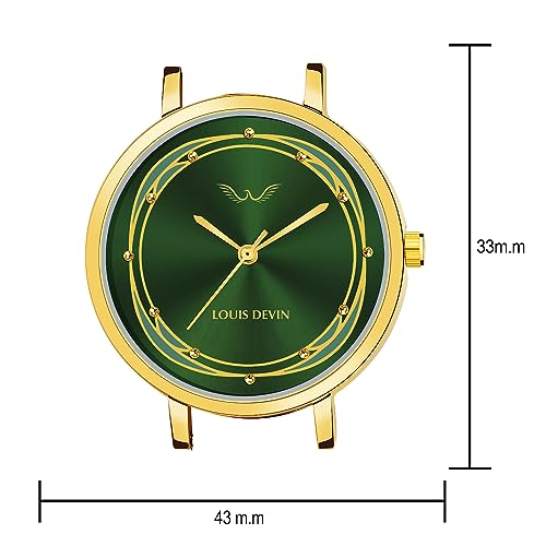 LOUIS DEVIN Gold Plated Metal Mesh Chain Analog Watch for Women (Green Dial) | LD-GLD171-GRNGLD - Image 5