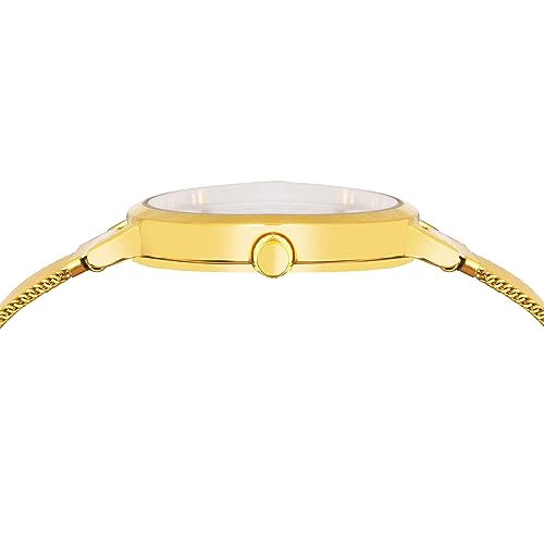 LOUIS DEVIN Gold Plated Metal Mesh Chain Analog Watch for Women (Green Dial) | LD-GLD171-GRNGLD - Image 3