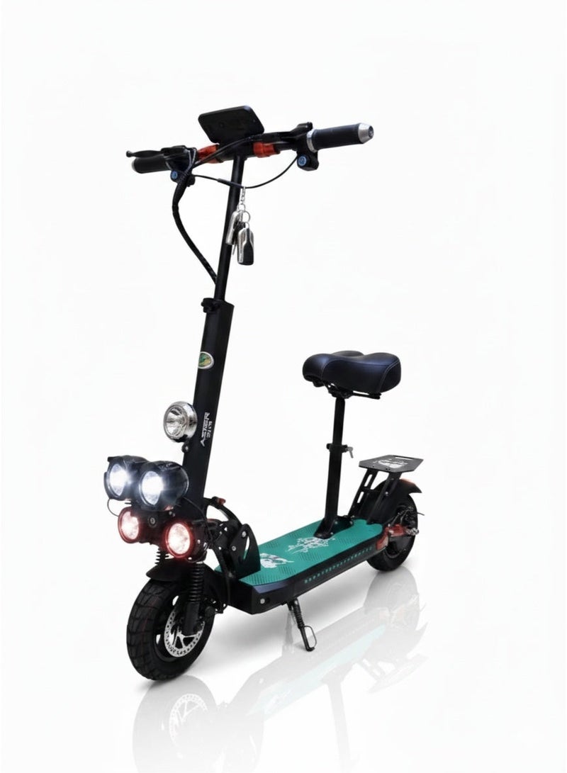 Aster A1S 2000W high Speed Adult E-Scooter 48V/13AH, Max40-65km/h,10" Off Road Tyres,Dual Suspension＆Hydraulic Disc, Triple LED Headlamps, Big LCD Display, Easy Foldable Electric Commuter Skateboard,Smart Lock Motorized ebike,Long Range25-35KM, lightweight 25KG Aluminum frame,120KG Load Capacity Commuter Electric Scooter - Image 1