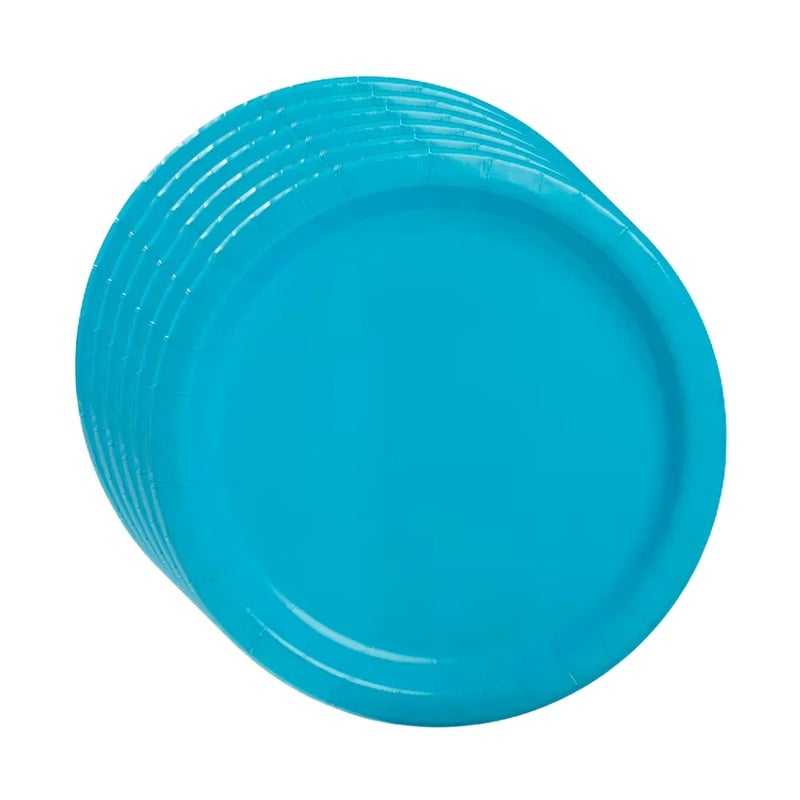 Mini Disposable Paper Plates 7inch Party Tableware With Rim 6pcs- Blue