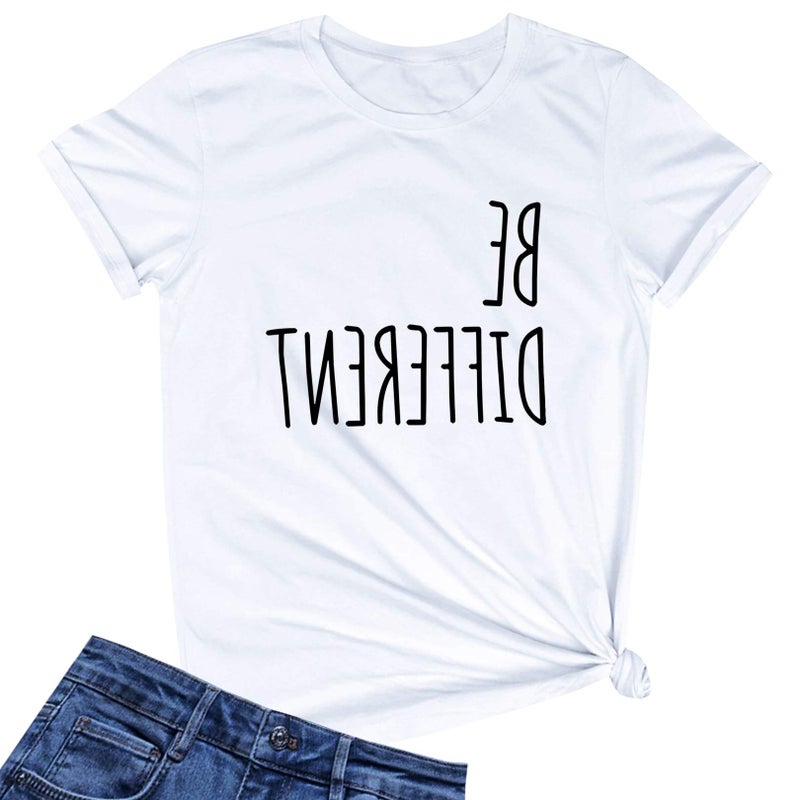 LOOKFACE Women Cute T Shirt Junior Tops Teen Girls Graphic Tees White Medium - Image 4