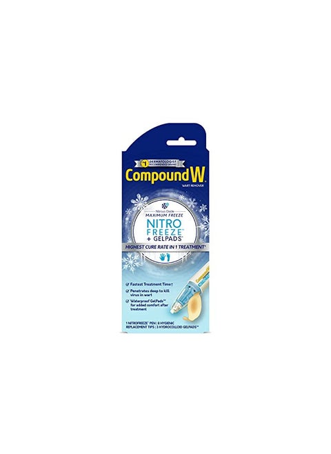 Compound W NitroFreeze + GelPads, Wart Removal, 1 Pen, 8 Replaceable Tips & 3 Waterproof Hydrocolloid GelPads