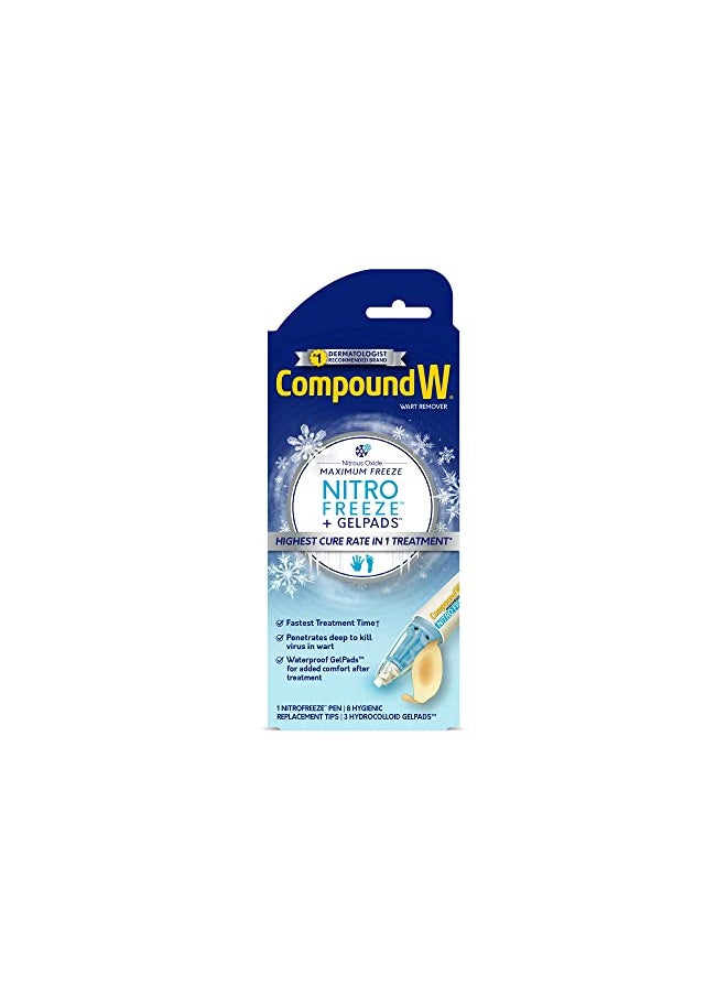 Compound W Compound W NitroFreeze + GelPads, Wart Removal, 1 Pen, 8 Replaceable Tips & 3 Waterproof Hydrocolloid GelPads  - Image 1
