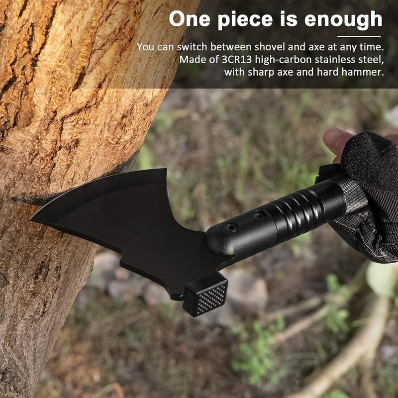 Suprock Survival Shovel High Carbon Steel Tactical Shovel Axe Folding Entrenching Tool Camping Hiking Shovel Carrying Pouch Car Emergency Survival Gear - Image 3