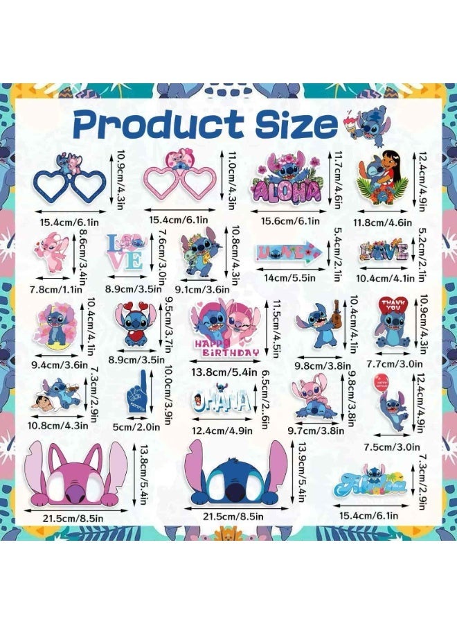 أديلي مجموعة أدوات تصوير حفلات ستيتش وآنجل 22 قطعة - لوازم حفلات ليلو وستيتش لأعياد الميلاد والاحتفالات - تتضمن عصي خشبية ونقاط لاصقة قوية - Image 2