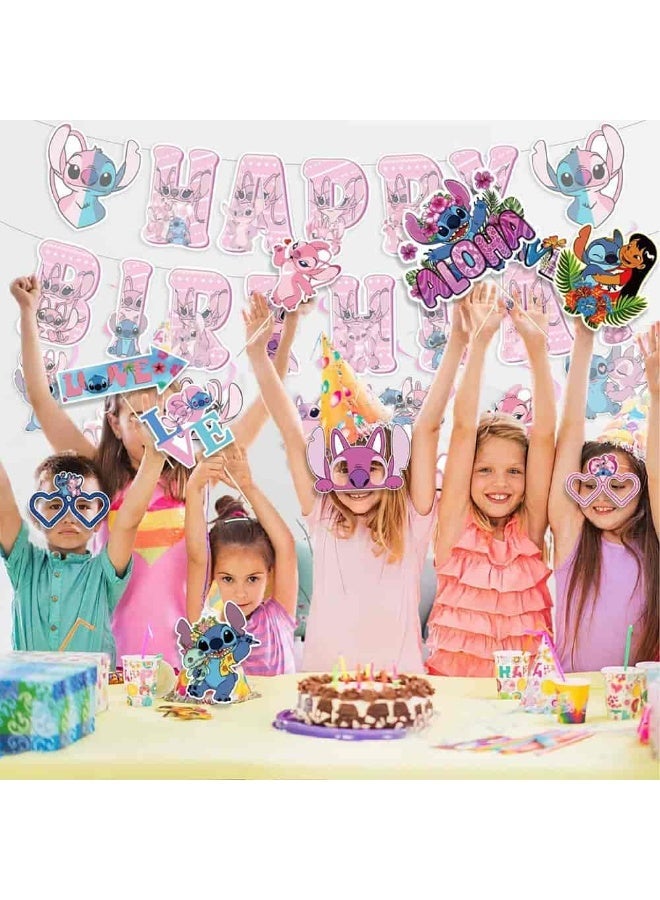 أديلي مجموعة أدوات تصوير حفلات ستيتش وآنجل 22 قطعة - لوازم حفلات ليلو وستيتش لأعياد الميلاد والاحتفالات - تتضمن عصي خشبية ونقاط لاصقة قوية - Image 3