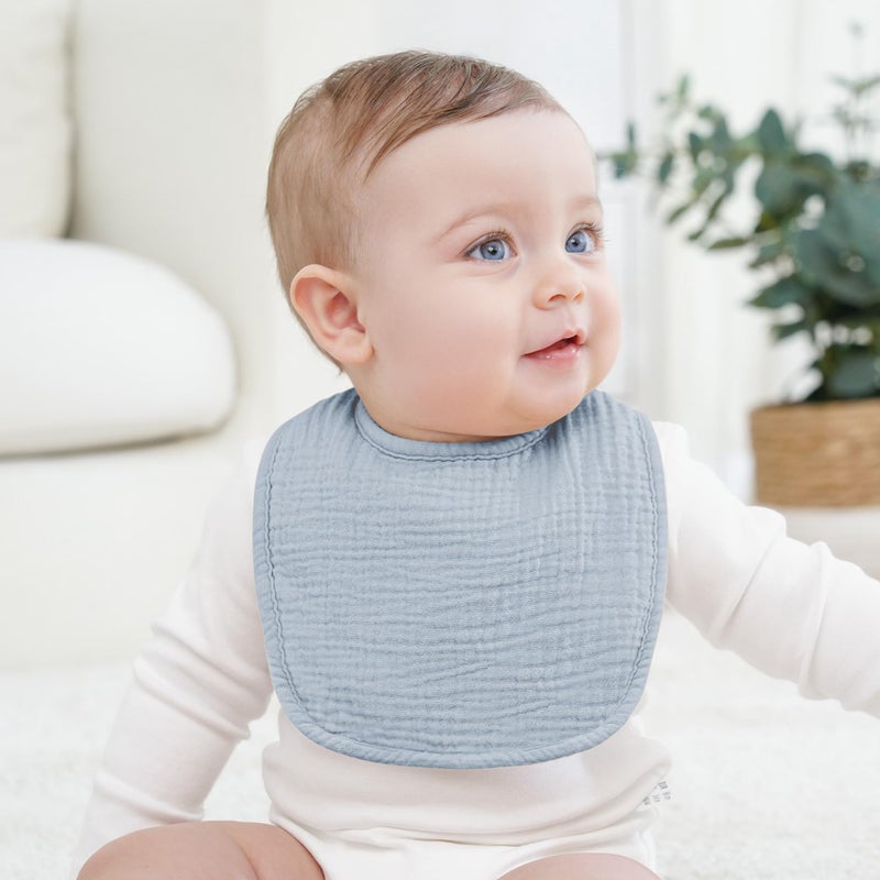 Bearmoss Baby Bibs for Drooling and teething 100% Cotton Muslin Bibs for Baby Boy & Girl,Adjustable, Ultra Absorbent,8 Pack (Mint Iceberg) - Image 4