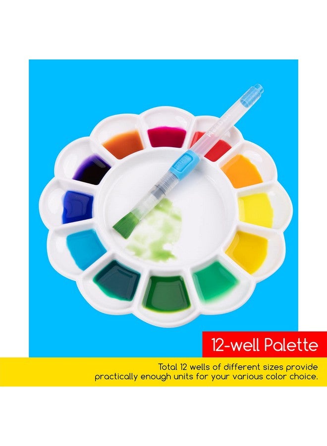 MEEDEN 12Well Ceramic Paint Palette Porcelain Paint Palette Tray Artist Watercolor Mixing Palette Palette For Acrylic Watercolor Gouache Painting Round 7.9”X 7.9”X 0.79” - Image 4