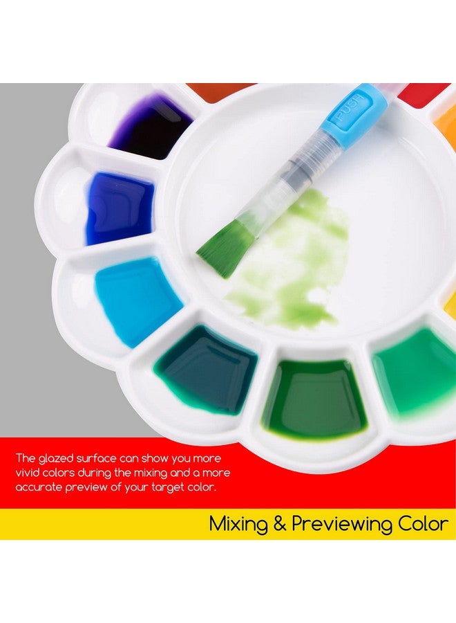 MEEDEN 12Well Ceramic Paint Palette Porcelain Paint Palette Tray Artist Watercolor Mixing Palette Palette For Acrylic Watercolor Gouache Painting Round 7.9”X 7.9”X 0.79” - Image 5