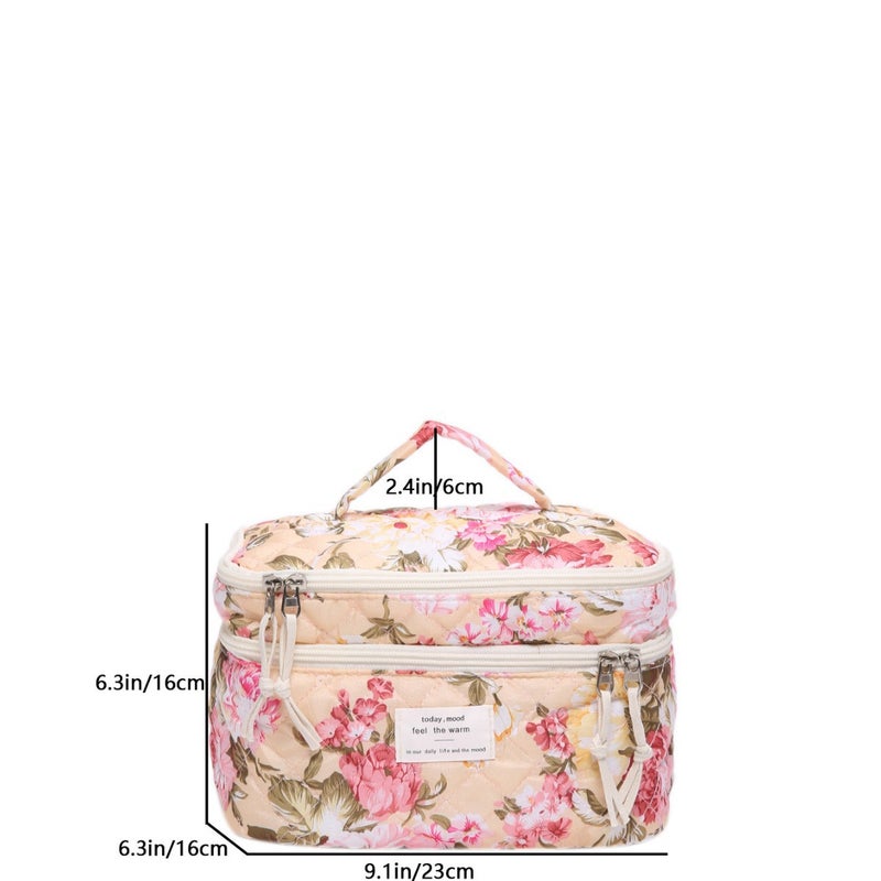 Floral Cosmetic Bag Large Capacity Travel Toiletry Bag Handbag - Image 4